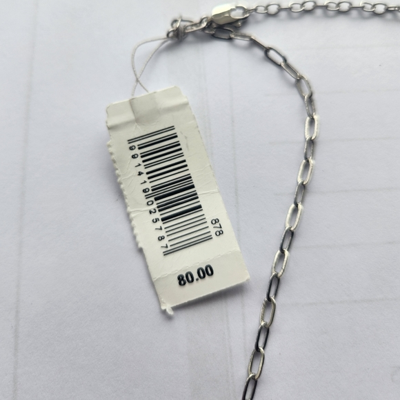 Luv AJ Crystal Charm Station Necklace Adjustable Silvertone Plated/CZ NIB - Picture 3 of 5